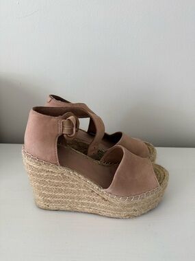 Marc Fisher Pink Suede Espadrille Wedge Sandals